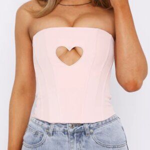 NWT White Fox Never Love Again Strapless Bustier in Baby Pink